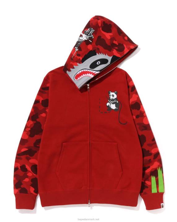 A Bathing Ape Mænd farve camo panda hættetrøje med fuld lynlås HH6J188 knaldrød