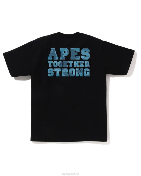 A Bathing Ape Mænd honeycomb camo college ats tee HH6J264 sort