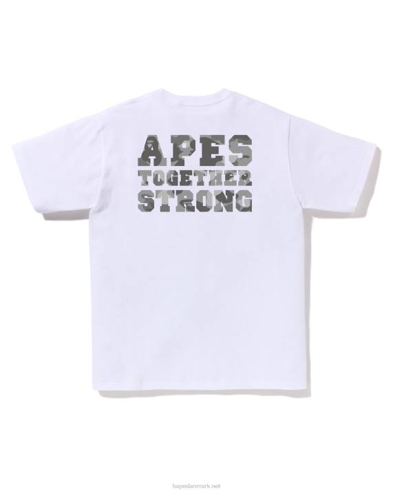 A Bathing Ape Mænd honeycomb camo college ats tee HH6J265 hvid