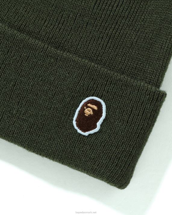 A Bathing Ape Mænd hovedet et punkt strikket hue HH6J594 militærgrøn