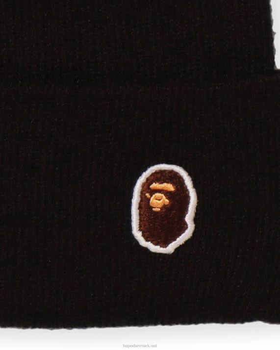 A Bathing Ape Mænd hovedet et punkt strikket hue HH6J625 sort