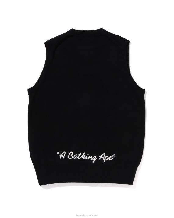 A Bathing Ape Mænd hovedet strikket vest HH6J223 sort