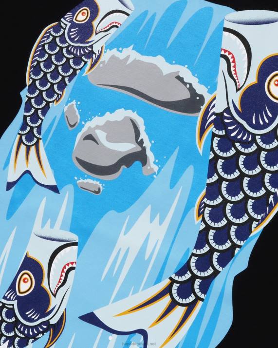 A Bathing Ape Mænd koinobori vandfald hoved t-shirt HH6J111 sort