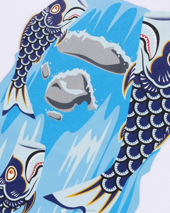 A Bathing Ape Mænd koinobori vandfald hoved t-shirt HH6J112 hvid