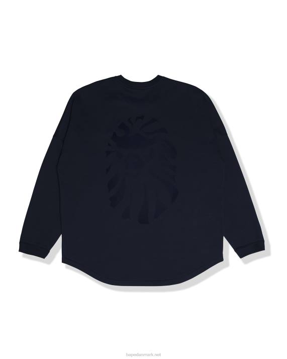 A Bathing Ape Mænd langærmet t-shirt med logotryk HH6J352 Marine blå