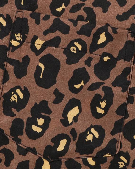 A Bathing Ape Mænd leopard skjorte med åben krave HH6J126 Brun