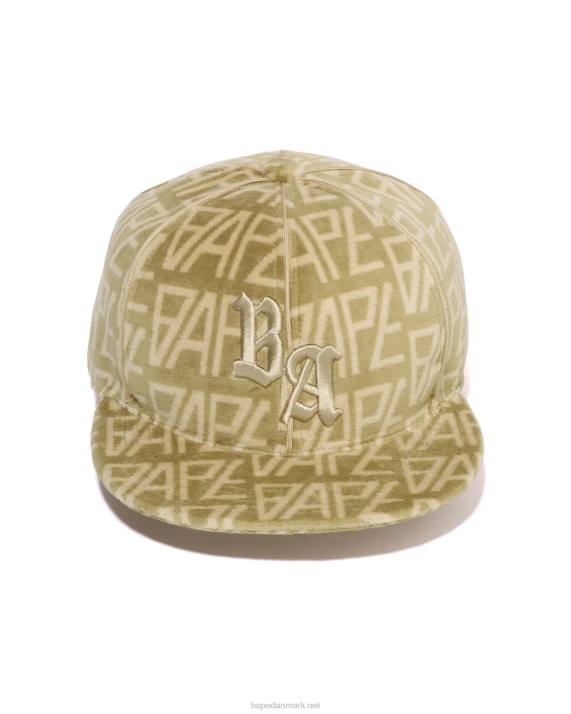 A Bathing Ape Mænd logo monogram velour kasket HH6J419 beige