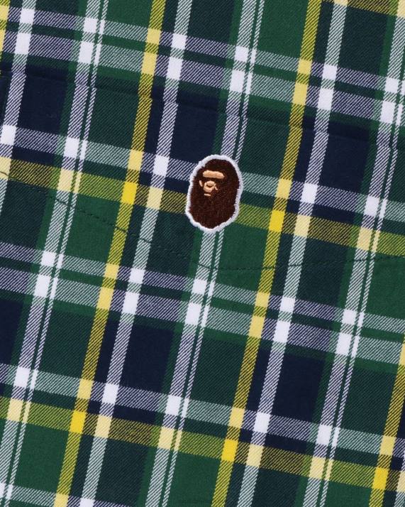 A Bathing Ape Mænd mini ternet skjorte med løs pasform HH6J134 militærgrøn