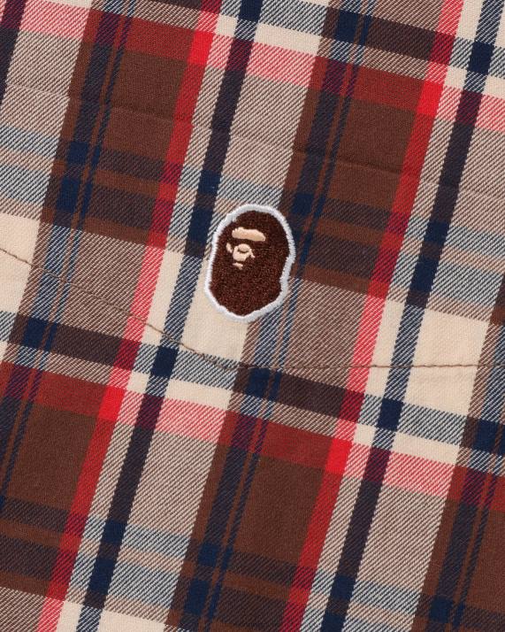 A Bathing Ape Mænd mini ternet skjorte med løs pasform HH6J135 knaldrød