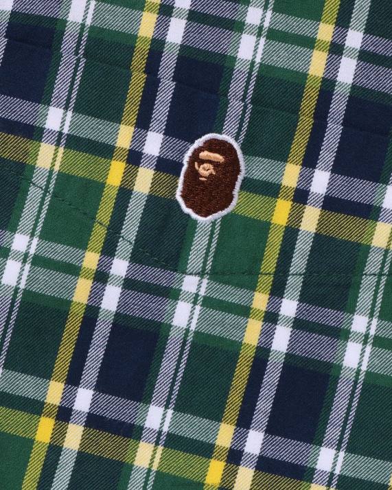 A Bathing Ape Mænd mini ternet skjorte med løs pasform HH6J230 smaragd