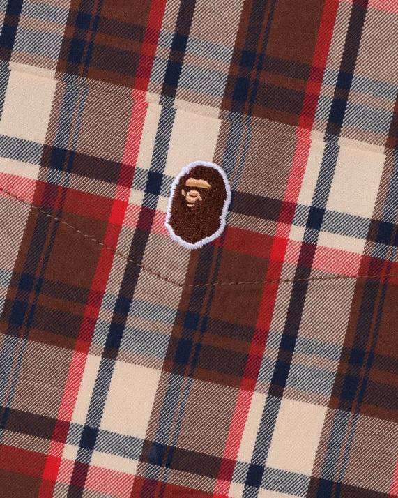 A Bathing Ape Mænd mini ternet skjorte med løs pasform HH6J231 knaldrød