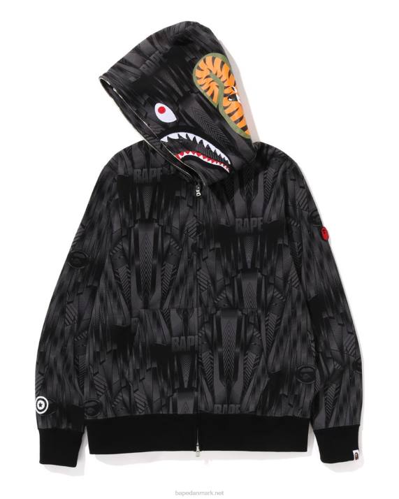 A Bathing Ape Mænd speed racer shark hættetrøje med fuld lynlås HH6J302 sort