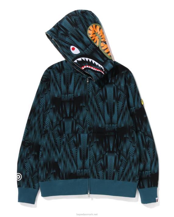 A Bathing Ape Mænd speed racer shark hættetrøje med fuld lynlås HH6J303 blå