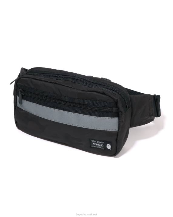 A Bathing Ape Mænd x porter solid camo taljetaske HH6J431 sort