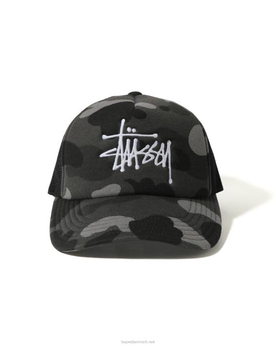 A Bathing Ape Mænd x stussy trucker kasket HH6J582 sort
