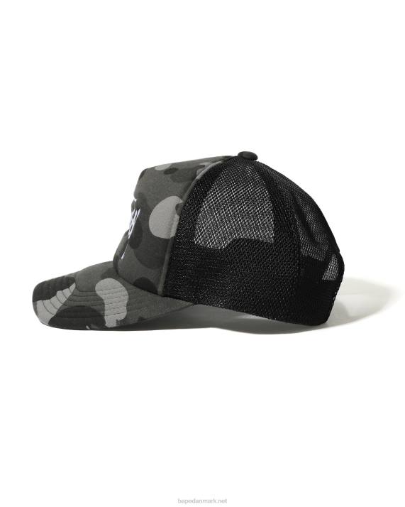 A Bathing Ape Mænd x stussy trucker kasket HH6J582 sort