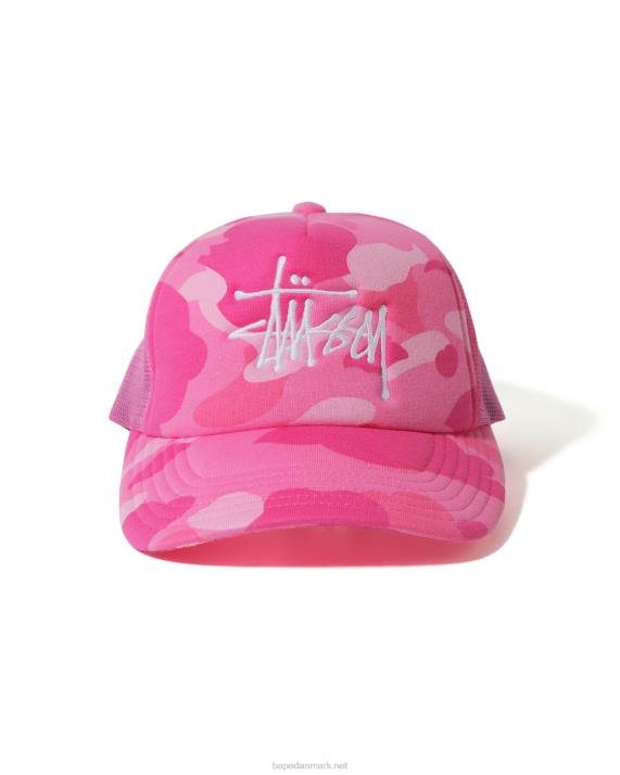 A Bathing Ape Mænd x stussy trucker kasket HH6J583 lyserød