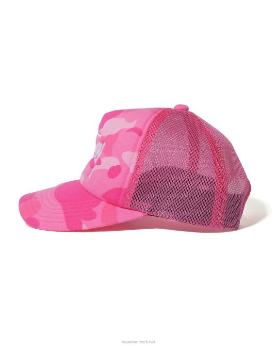 A Bathing Ape Mænd x stussy trucker kasket HH6J583 lyserød