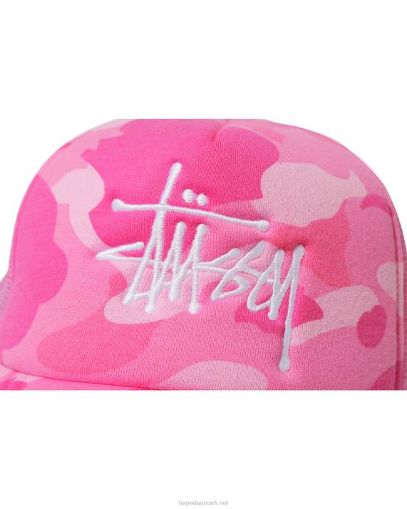 A Bathing Ape Mænd x stussy trucker kasket HH6J583 lyserød
