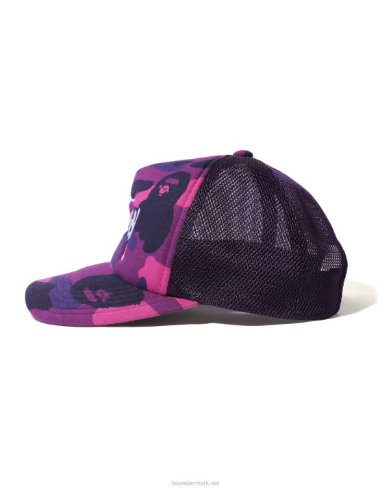 A Bathing Ape Mænd x stussy trucker kasket HH6J584 lilla