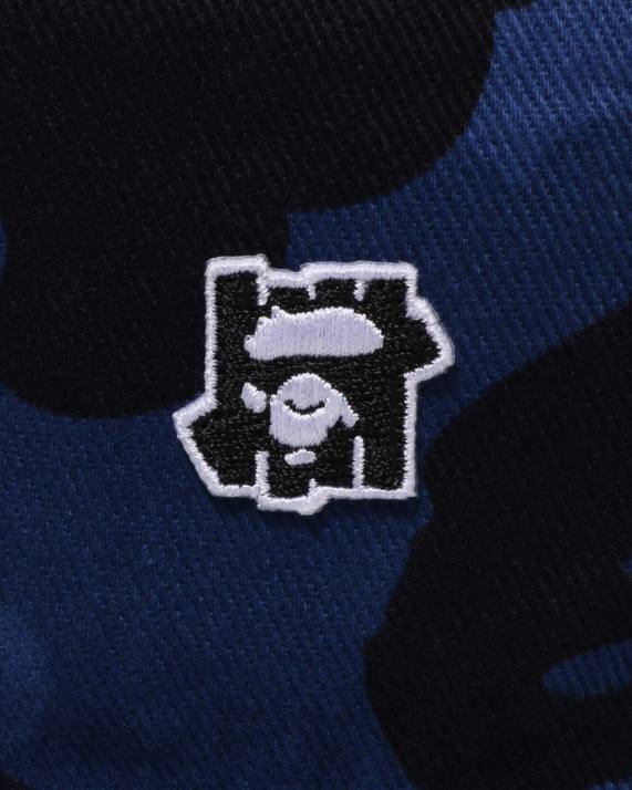 A Bathing Ape Mænd x undftd farve camo flannel bøttehat HH6J519 Marine blå