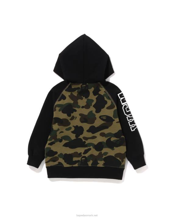 A Bathing Ape børn 1 camo haj patch hættetrøje med lynlås HH6J1499 militærgrøn