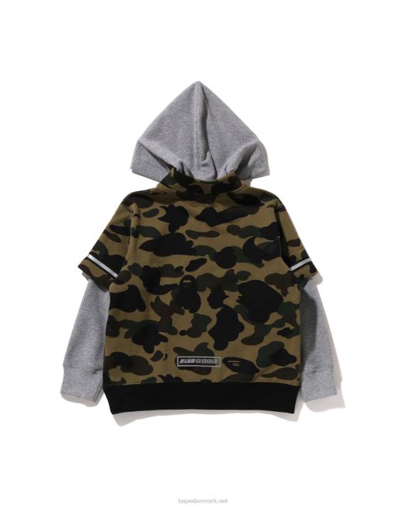 A Bathing Ape børn 1 camo racing hættetrøje med lag pullover HH6J1668 militærgrøn