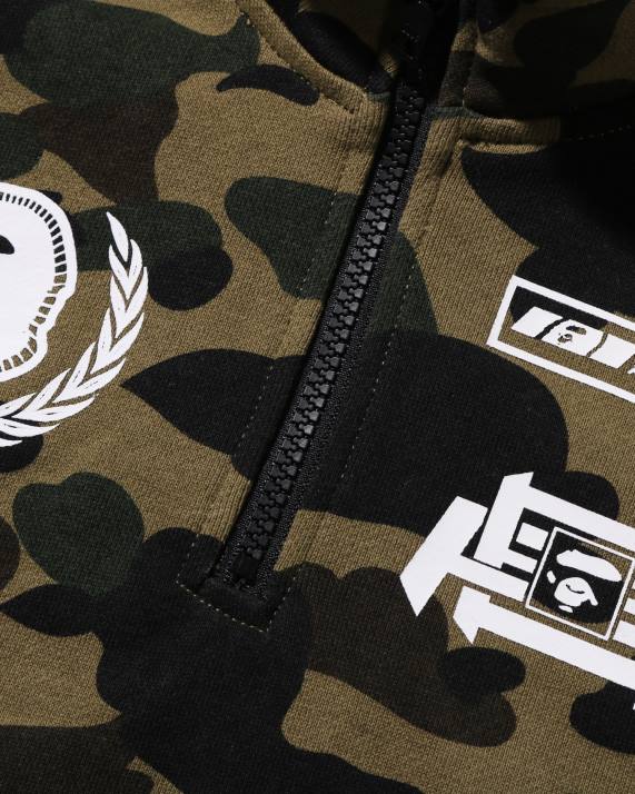 A Bathing Ape børn 1 camo racing hættetrøje med lag pullover HH6J1668 militærgrøn