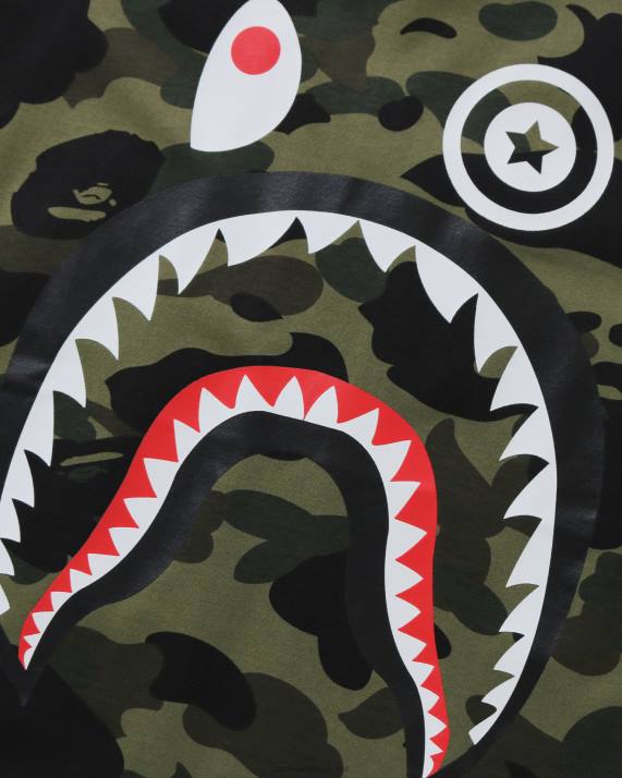 A Bathing Ape børn 1 camo shark 3/4 ærmet t-shirt HH6J1795 militærgrøn