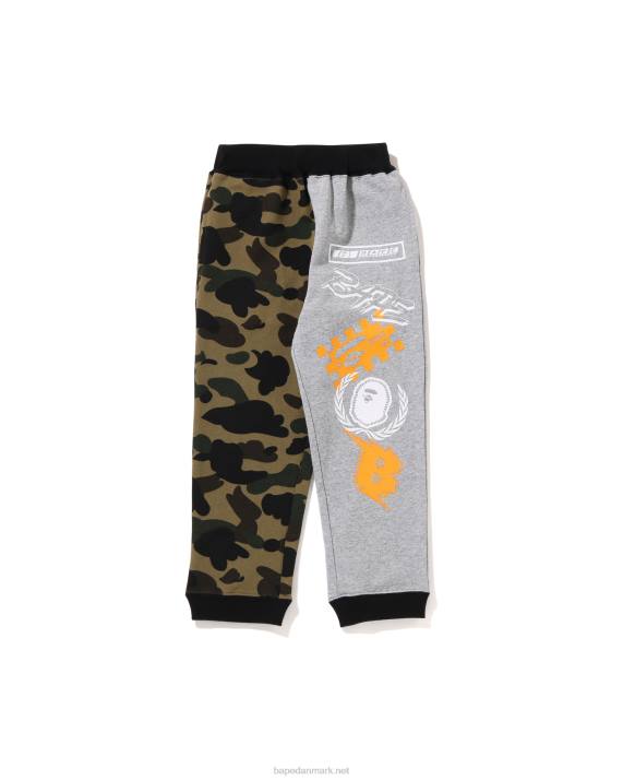 A Bathing Ape børn 1 camo team emblem print sweat pants HH6J1652 militærgrøn