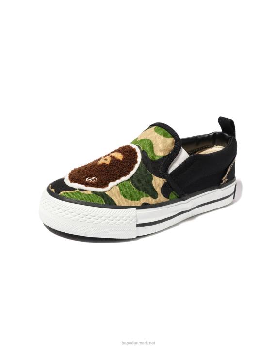 A Bathing Ape børn abc camo hoved patch slip ons HH6J1618 militærgrøn