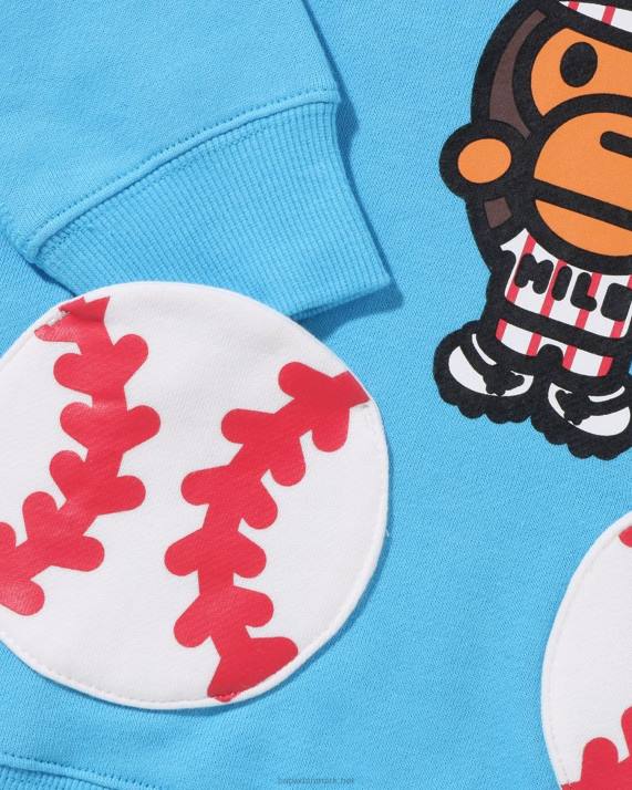 A Bathing Ape børn baby milo baseball pullover hættetrøje HH6J1555 Himmelblå