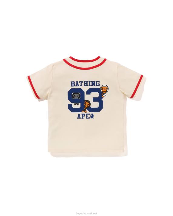 A Bathing Ape børn baby milo baseball skjorte HH6J1347 hvid