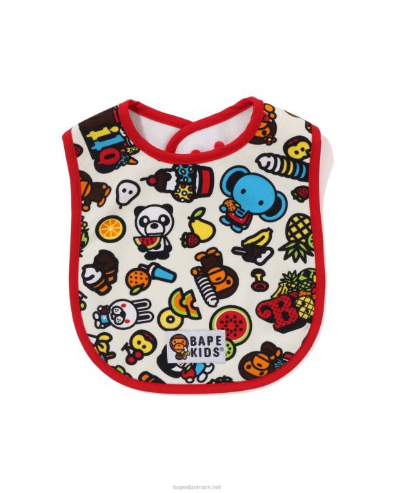 A Bathing Ape børn baby milo blandet frugt hagesmæk HH6J1332 creme farve