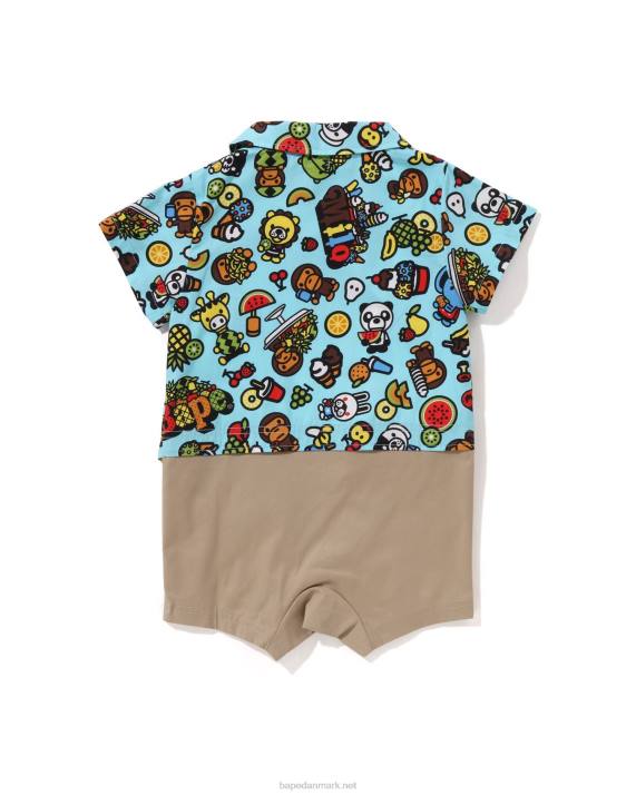 A Bathing Ape børn baby milo blandet frugt skjorte lagdelte bukser HH6J1312 lyseblå
