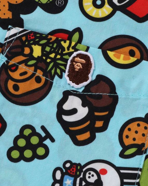 A Bathing Ape børn baby milo blandet frugt skjorte med åben krave HH6J1329 lyseblå