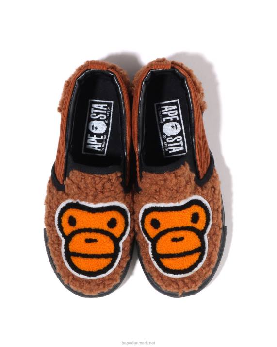 A Bathing Ape børn baby milo boa slip ons HH6J1522 Brun