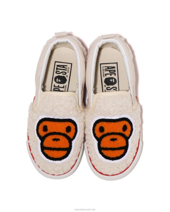 A Bathing Ape børn baby milo boa slip ons HH6J1523 hvid