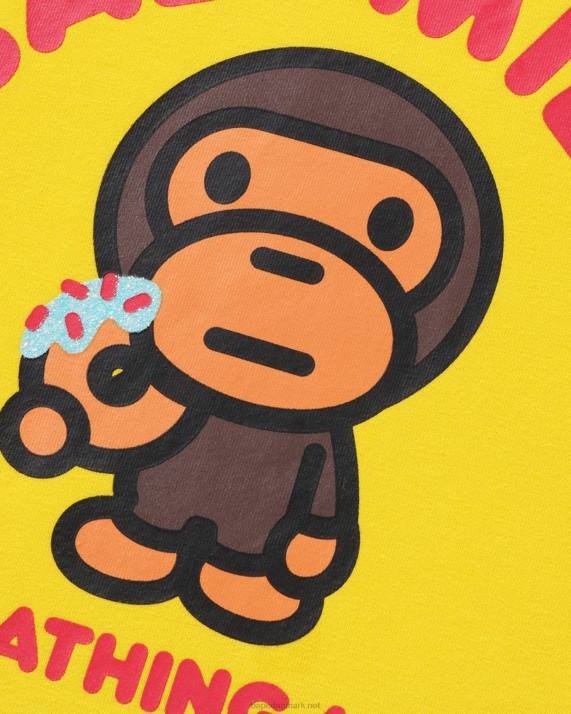 A Bathing Ape børn baby milo donuts raglan t-shirt HH6J1466 gul