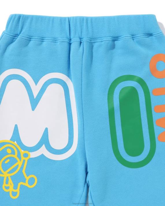 A Bathing Ape børn baby milo font sweatbukser HH6J1355 blå