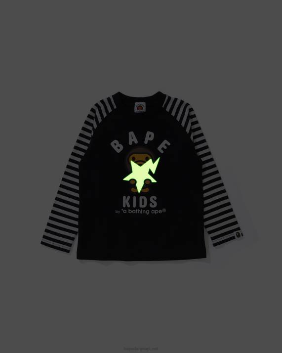 A Bathing Ape børn baby milo glød i mørke stat tee HH6J1771 sort