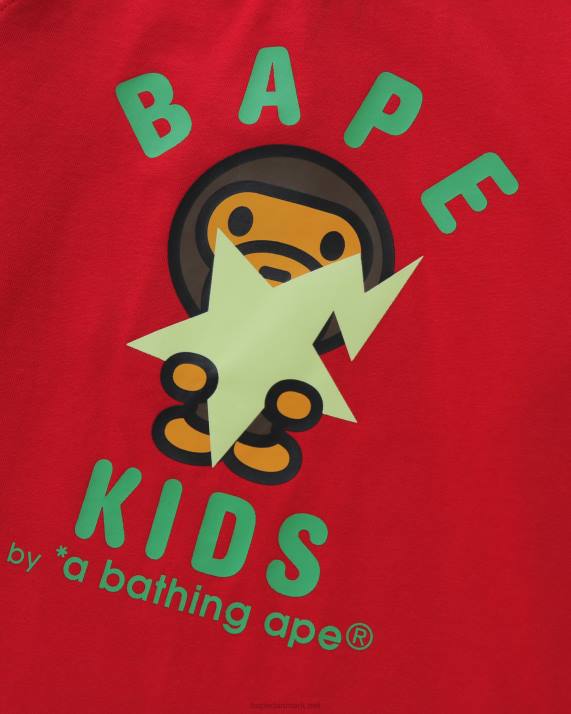 A Bathing Ape børn baby milo glød i mørke stat tee HH6J1772 knaldrød