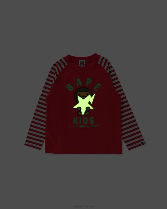 A Bathing Ape børn baby milo glød i mørke stat tee HH6J1772 knaldrød