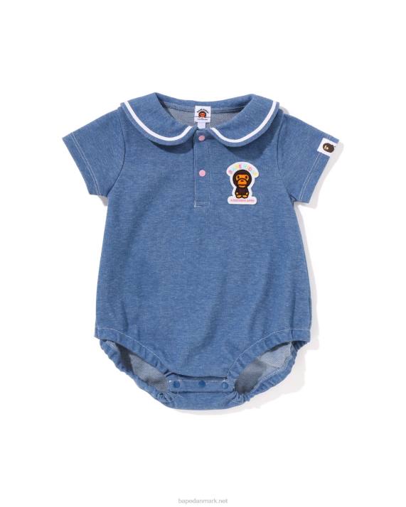 A Bathing Ape børn baby milo jersey denim sømandskrave bodysuit HH6J1400 denim