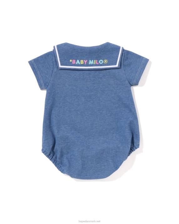A Bathing Ape børn baby milo jersey denim sømandskrave bodysuit HH6J1400 denim