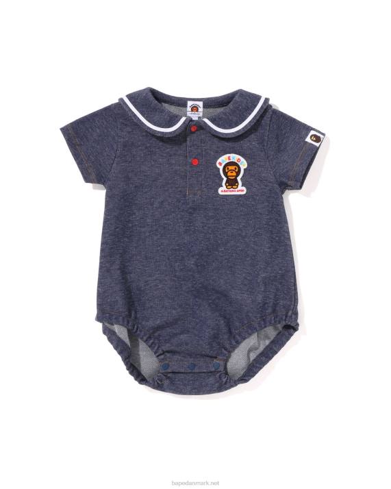 A Bathing Ape børn baby milo jersey denim sømandskrave bodysuit HH6J1401 denim