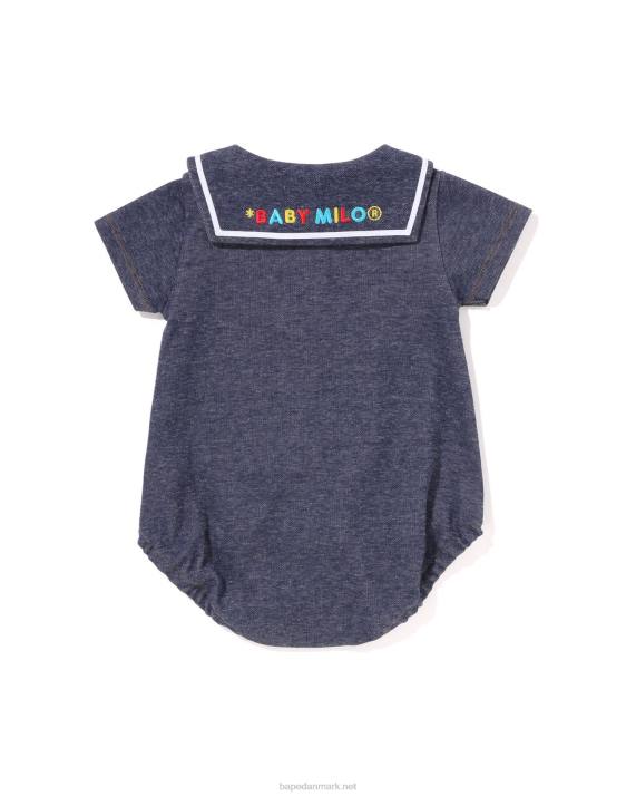 A Bathing Ape børn baby milo jersey denim sømandskrave bodysuit HH6J1401 denim