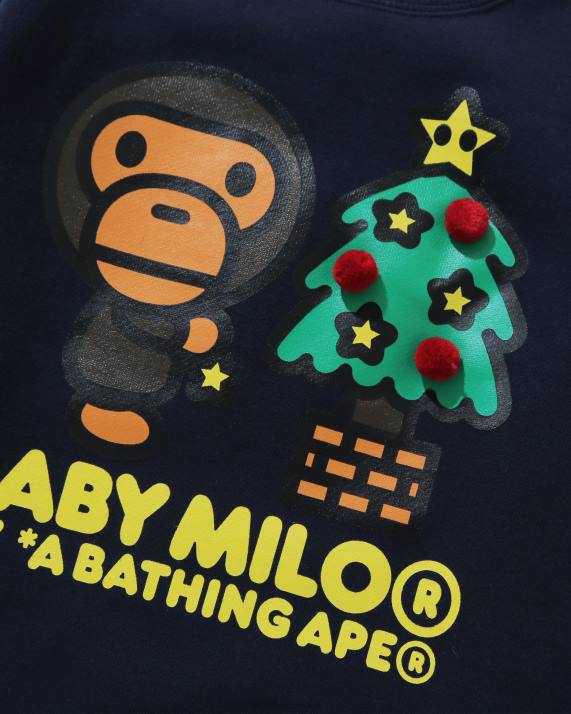 A Bathing Ape børn baby milo juletræ sweatshirt med rund hals HH6J1785 mørkeblå