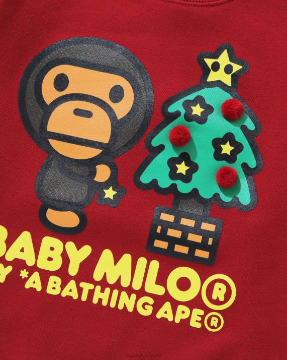 A Bathing Ape børn baby milo juletræ sweatshirt med rund hals HH6J1786 knaldrød