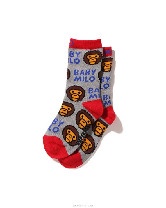 A Bathing Ape børn baby milo mønster sokker HH6J1531 grå